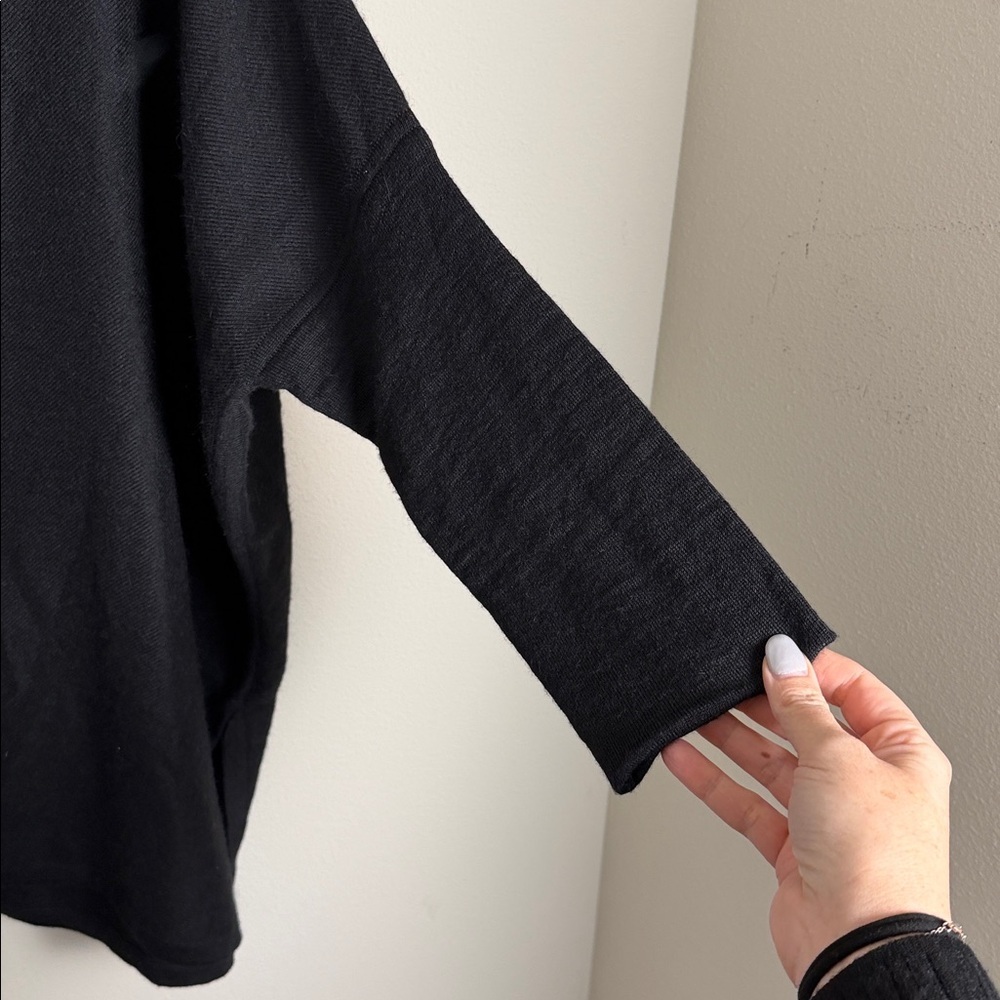 Cuyana Black Baby Alpca Turtleneck Poncho Size Regular Travel Cozy Oversized - Picture 5 of 7
